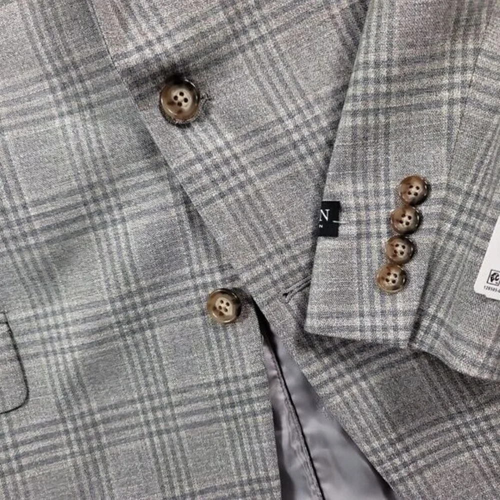 LRL Ralph Lauren Sport Coat Mens 44L 44 Oatmeal Grey‎ Plaid Blazer $295 NEW